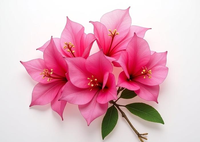 Hand-embroidered artwork of bougainvillea, capturing the vibrant colors and detailed texture of the garden flower.