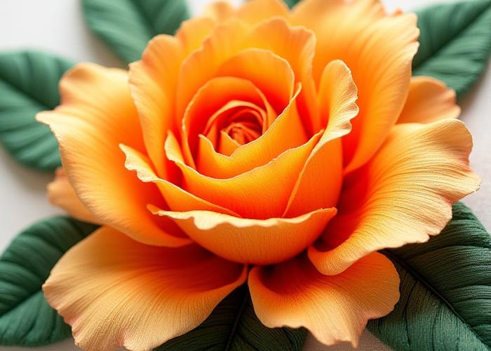 A meticulously detailed botanical embroidery, rendering a flower with photo-realistic precision through subtle thread blending and shading.