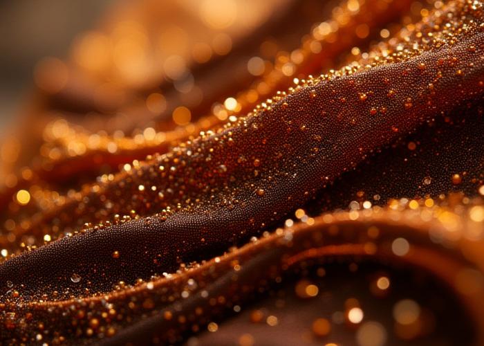 Abstract embroidery featuring unconventional materials like metallic threads, fine wires, and small beads integrated to create dazzling, avant-garde textures.